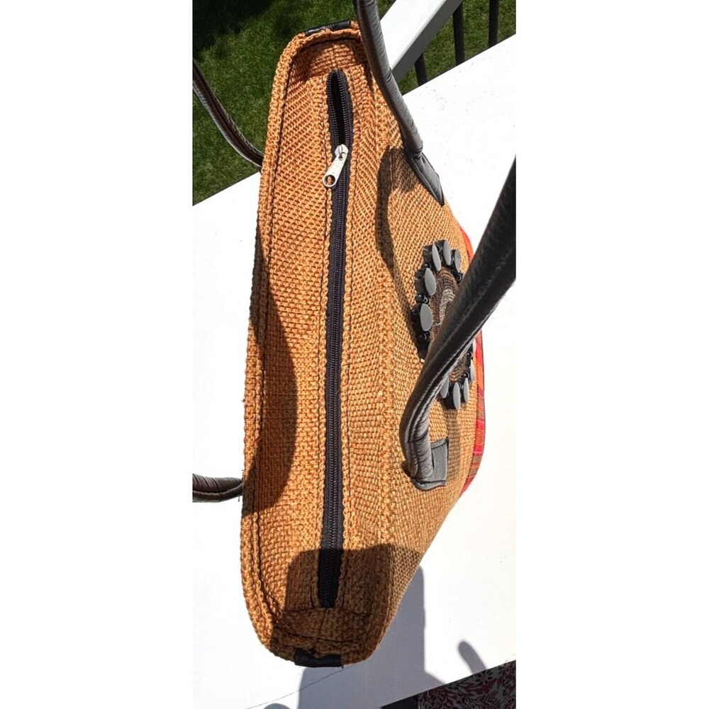 Kenyan Artisan‎ Jute Hand Bag Purse Tote Zippered Hand Made Natural Fiber Beaded - Picture 6 of 16